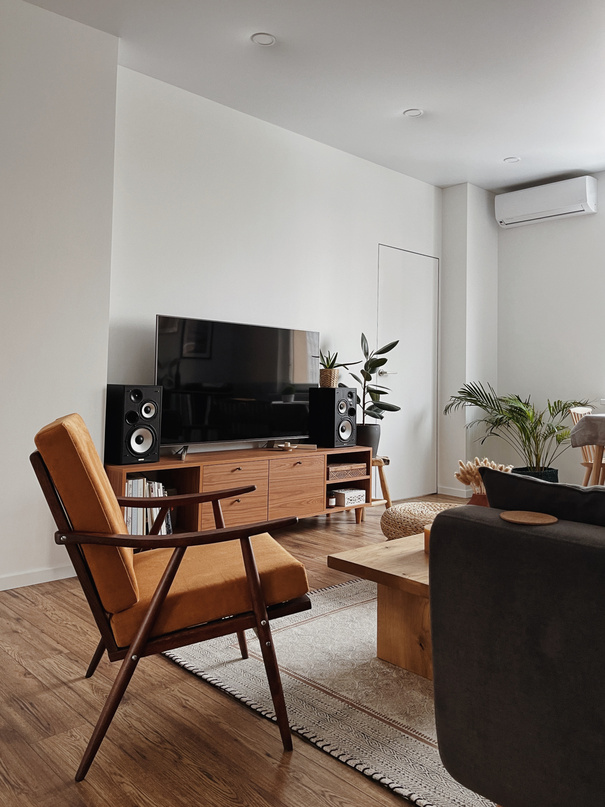 Mid-Century Interior of a Living Room 
